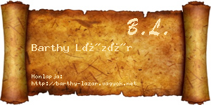 Barthy Lázár névjegykártya